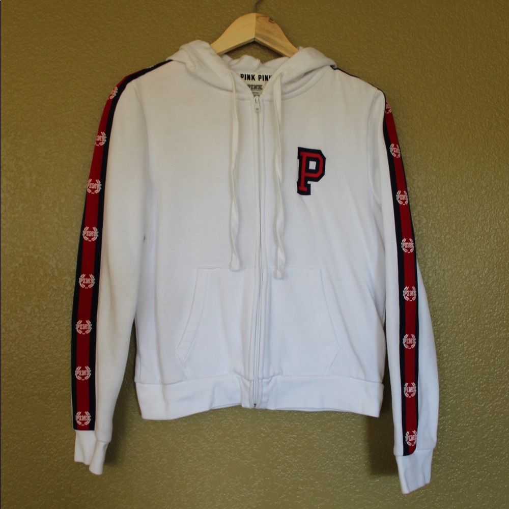 Victoria’s Secret Pink white full-zip hoodie